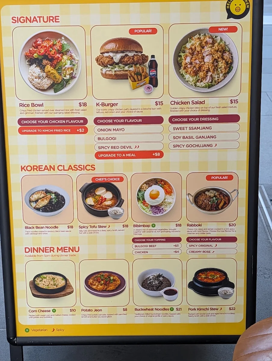 Menu, Hello Chicken MQ