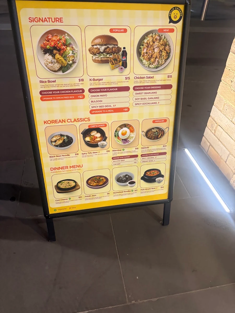 Menu, Hello Chicken MQ