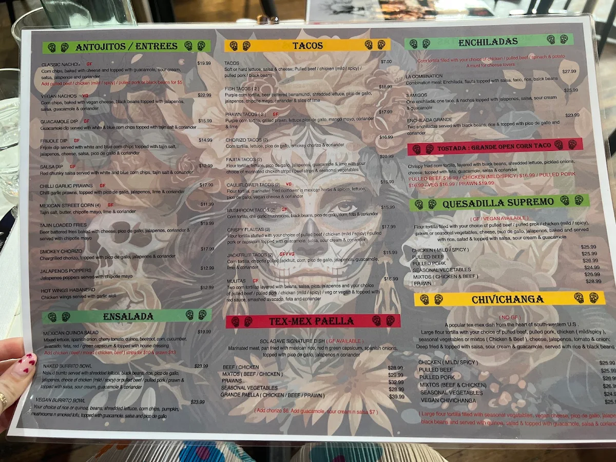 Menu, Sol Agave Rosebud