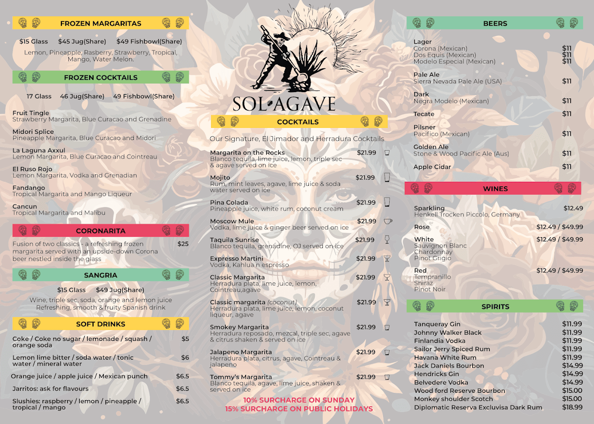 Menu, Sol Agave Rosebud