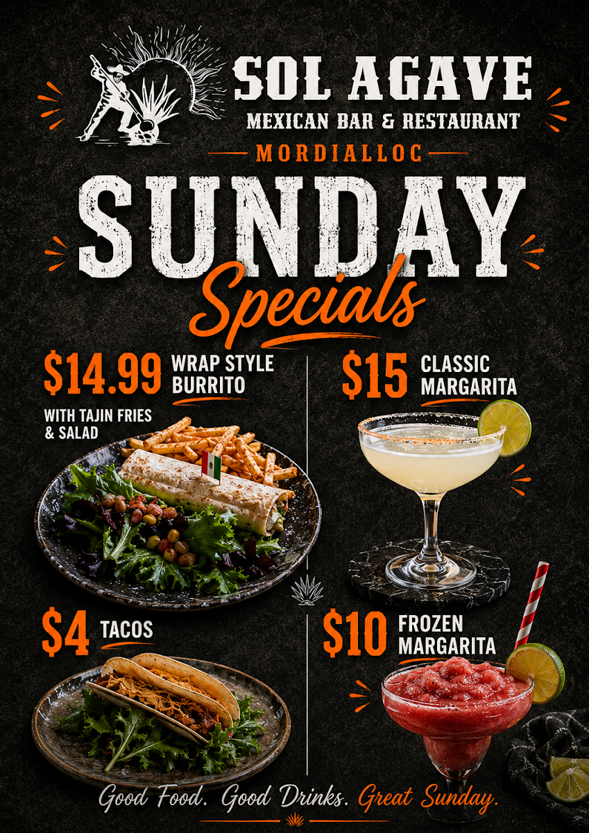 Menu, Sol Agave Rosebud
