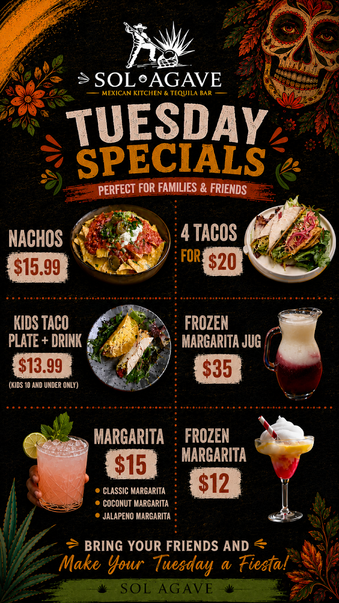 Menu, Sol Agave Rosebud