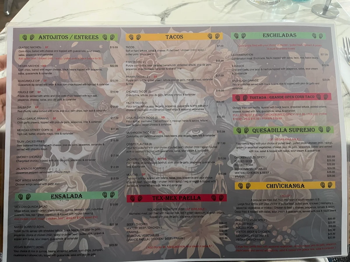 Menu, Sol Agave Rosebud