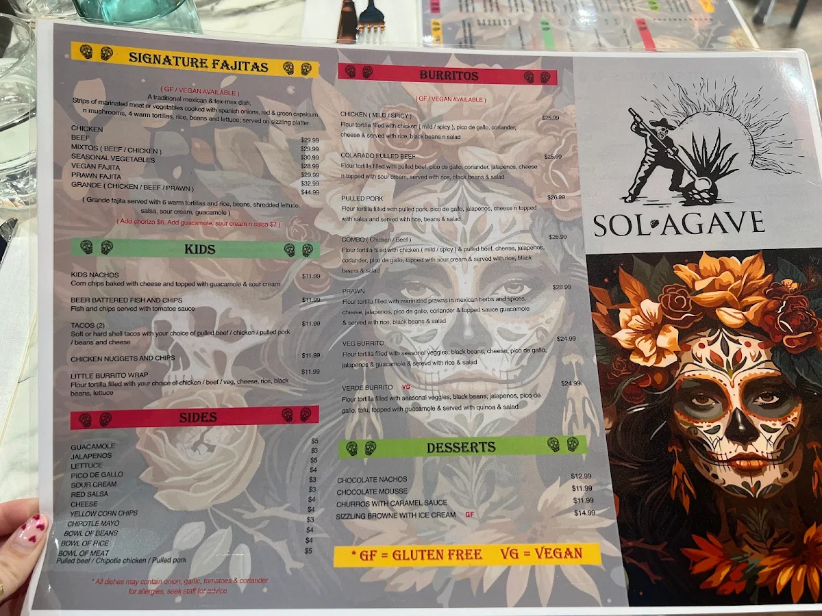 Menu, Sol Agave Rosebud