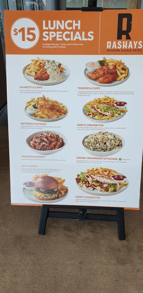 Menu, RASHAYS Ipswich