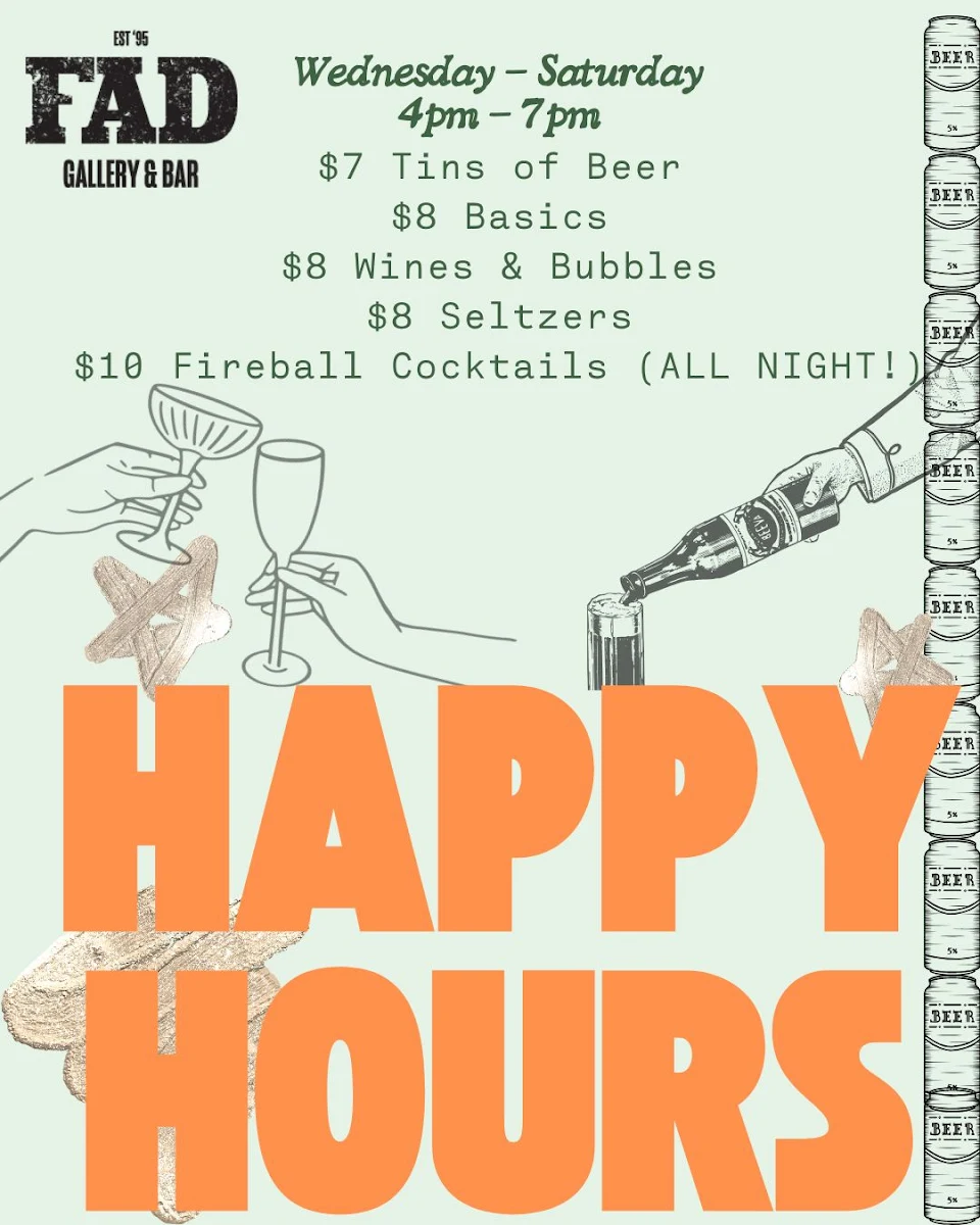 Menu, Fad Gallery Bar