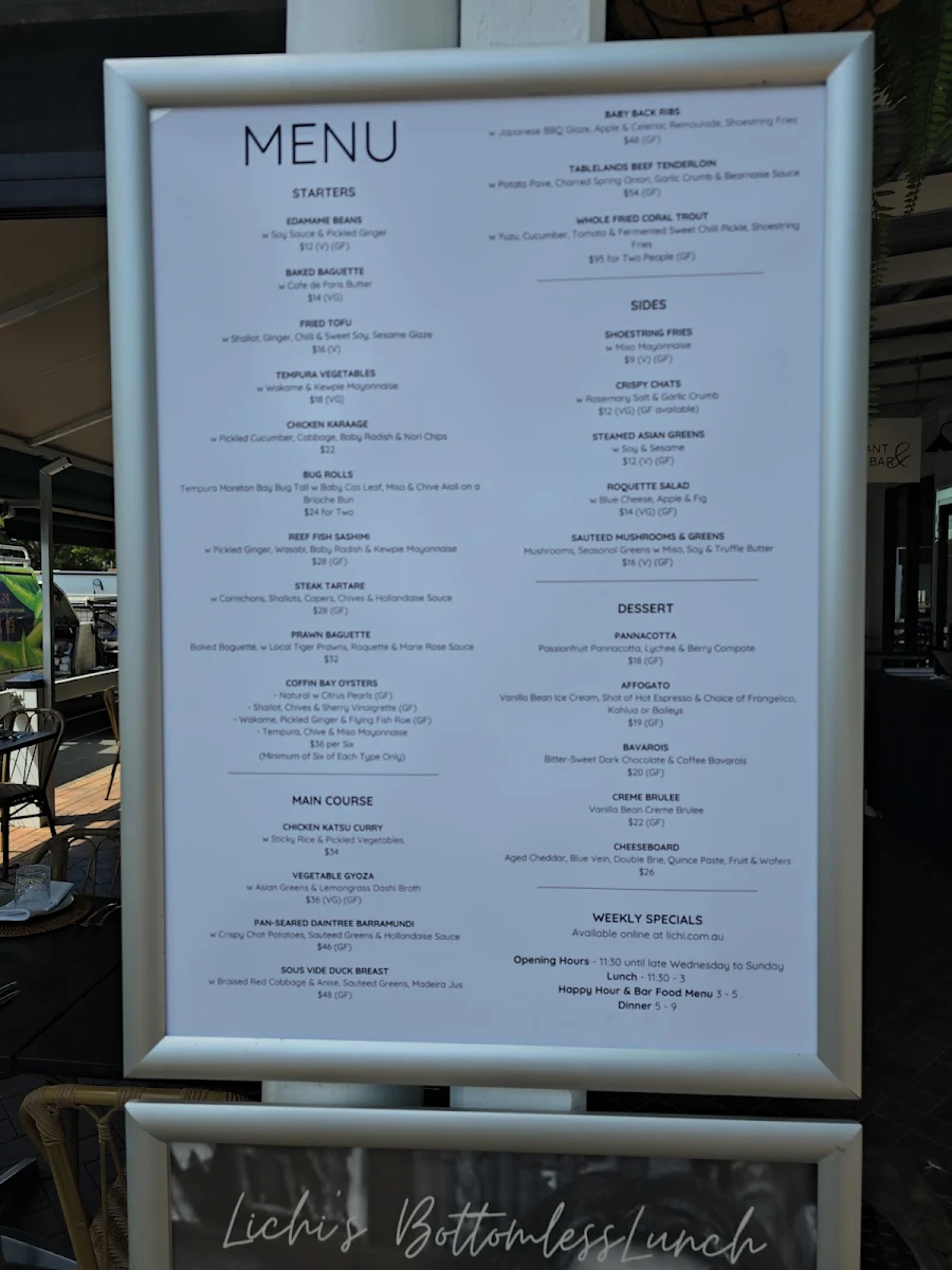 Menu, Lichi Restaurant & Cocktail Bar