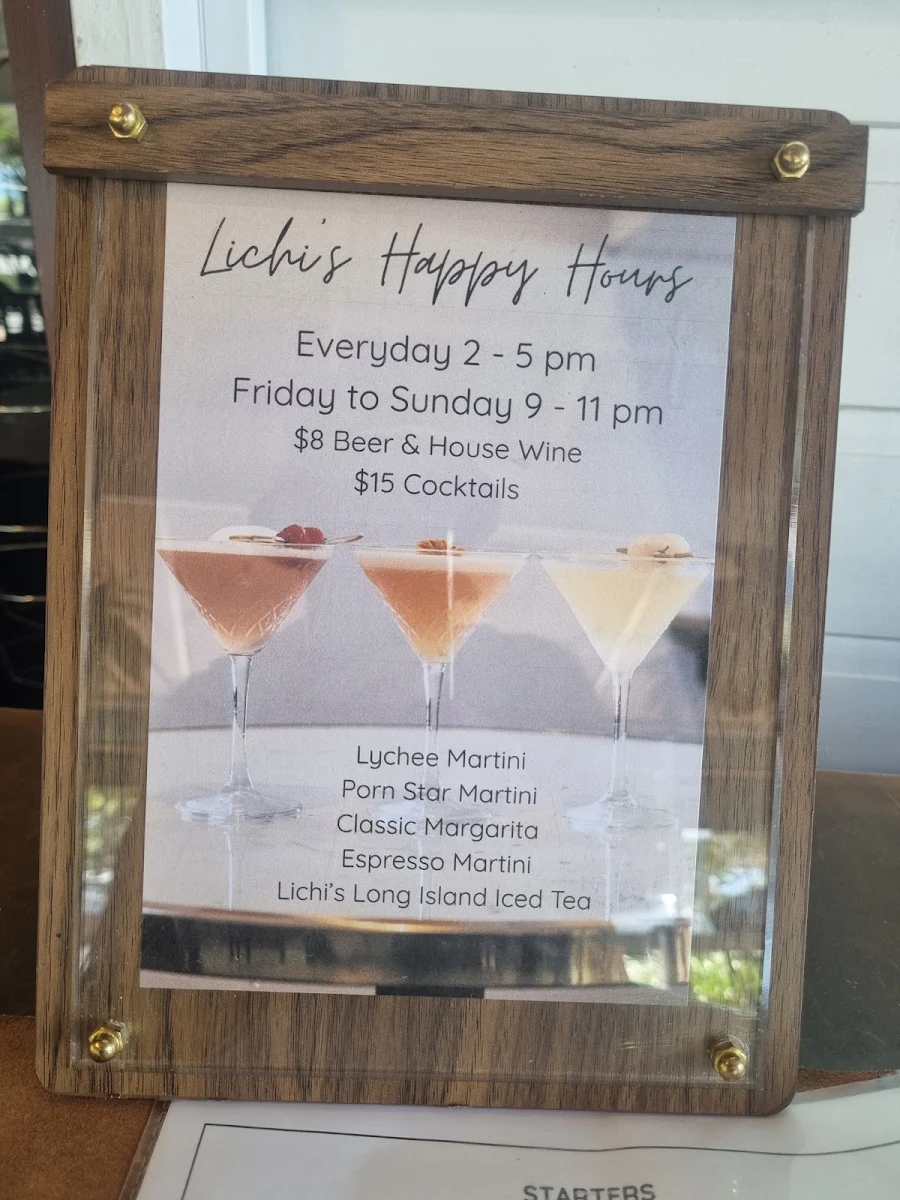 Menu, Lichi Restaurant & Cocktail Bar