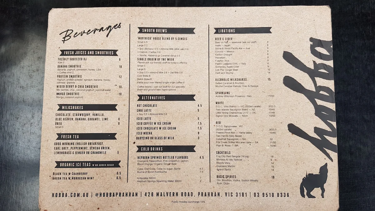 Menu, Hobba
