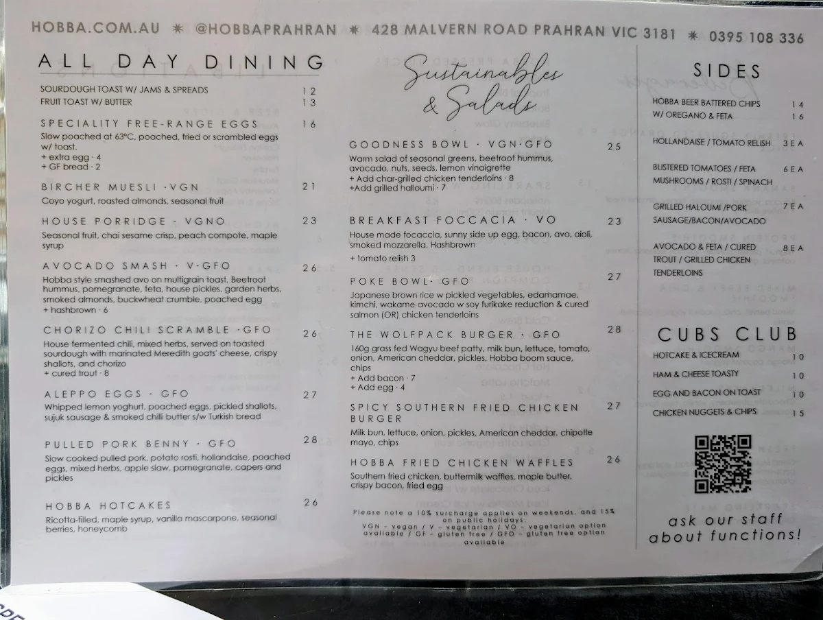 Menu, Hobba