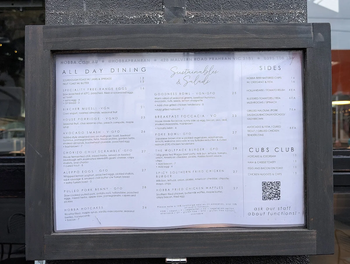 Menu, Hobba