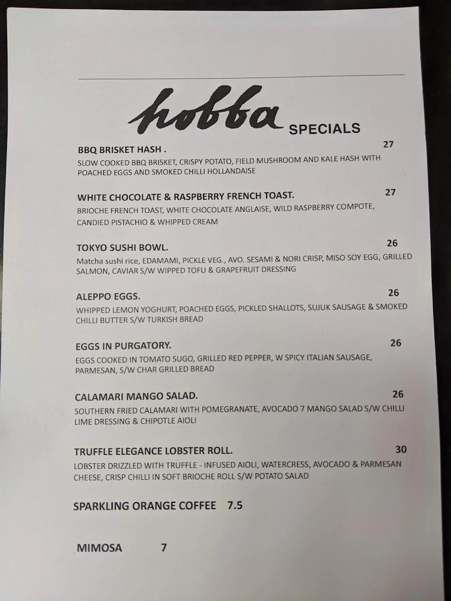 Menu, Hobba