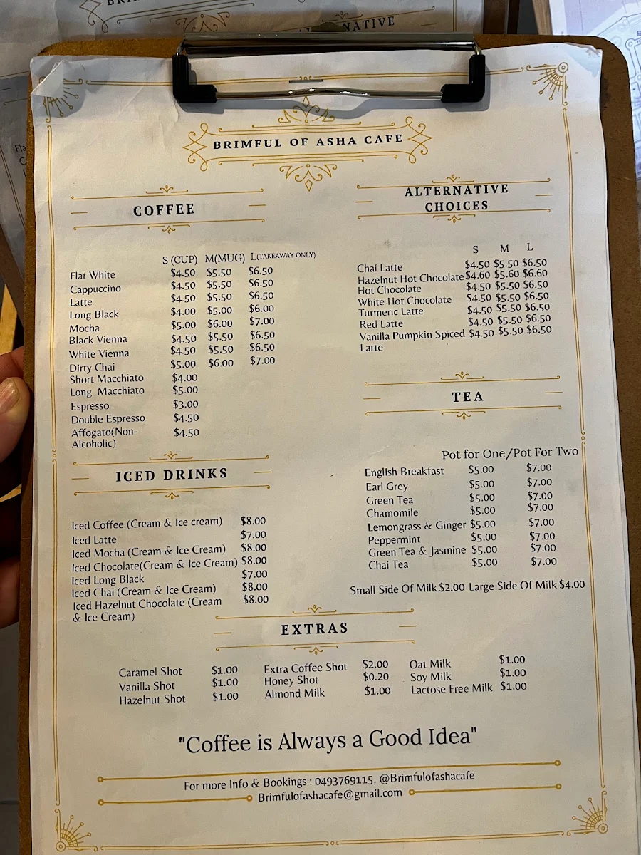 Menu, Brimful Of Asha