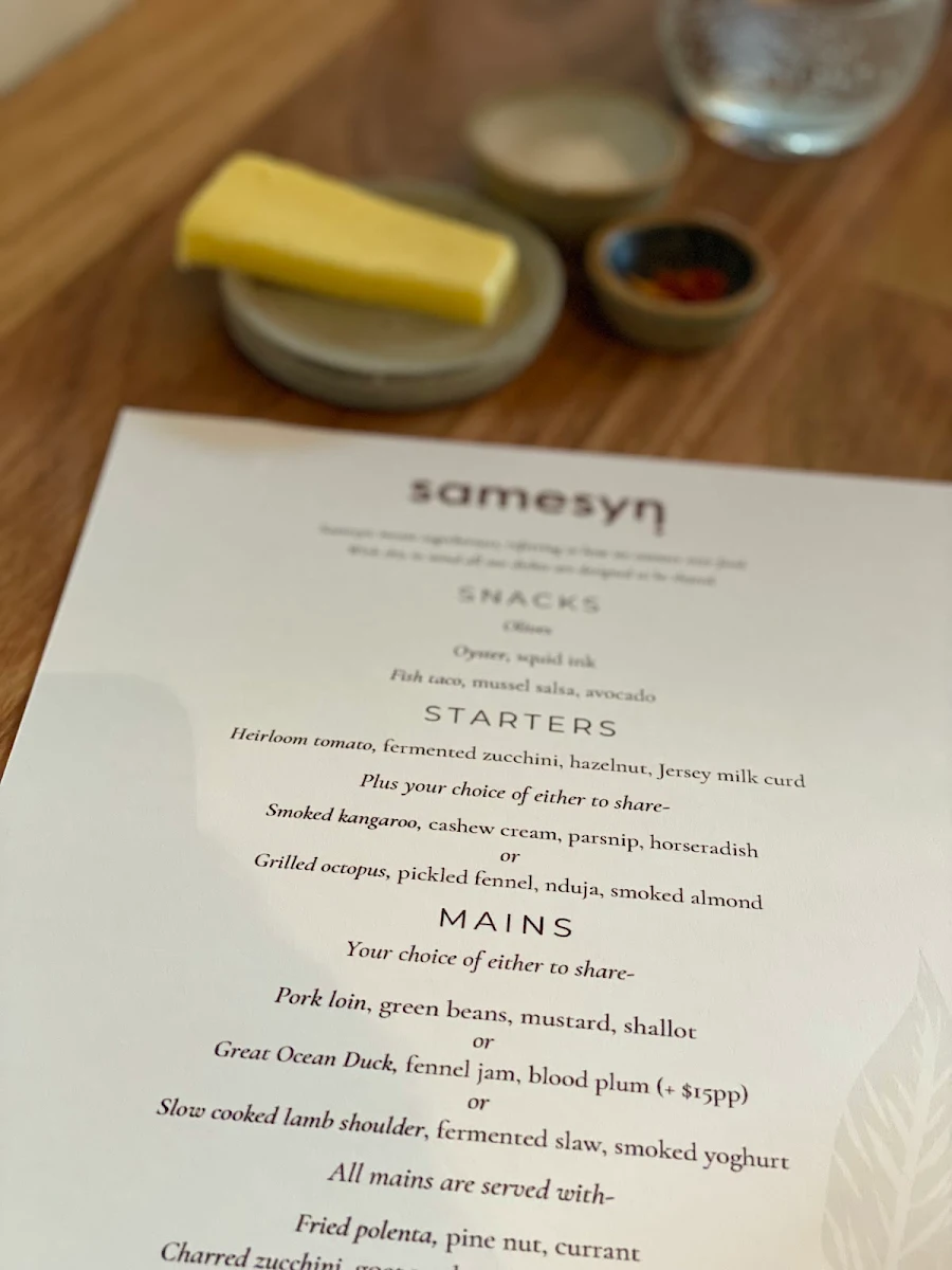Menu, Samesyn