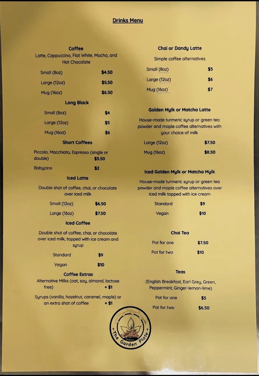 Menu, The Garden Plate