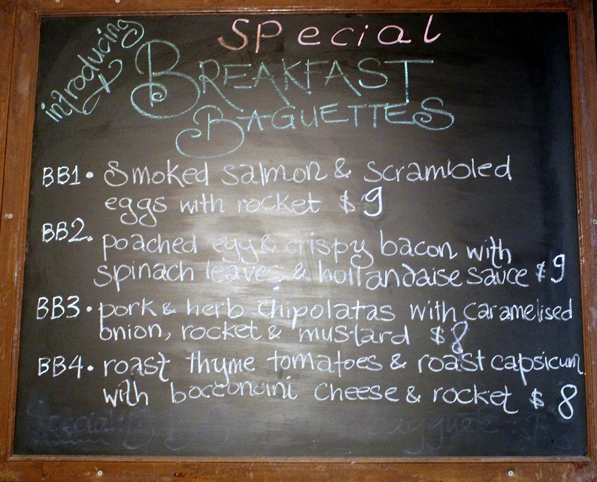 Menu, Pottery Green Bakers Lane Cove