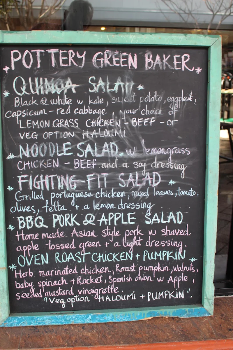 Menu, Pottery Green Bakers Lane Cove