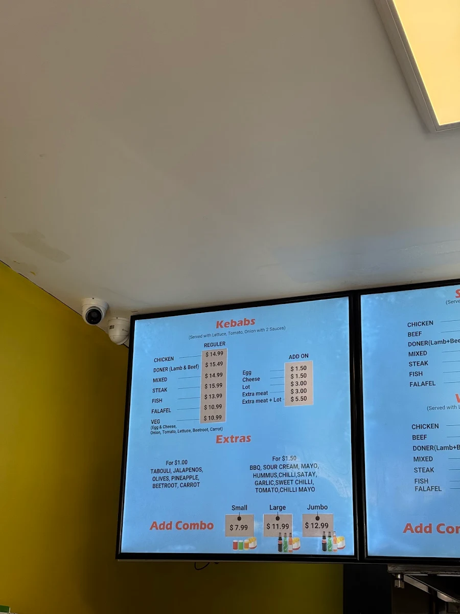 Menu, Treendale kebabs