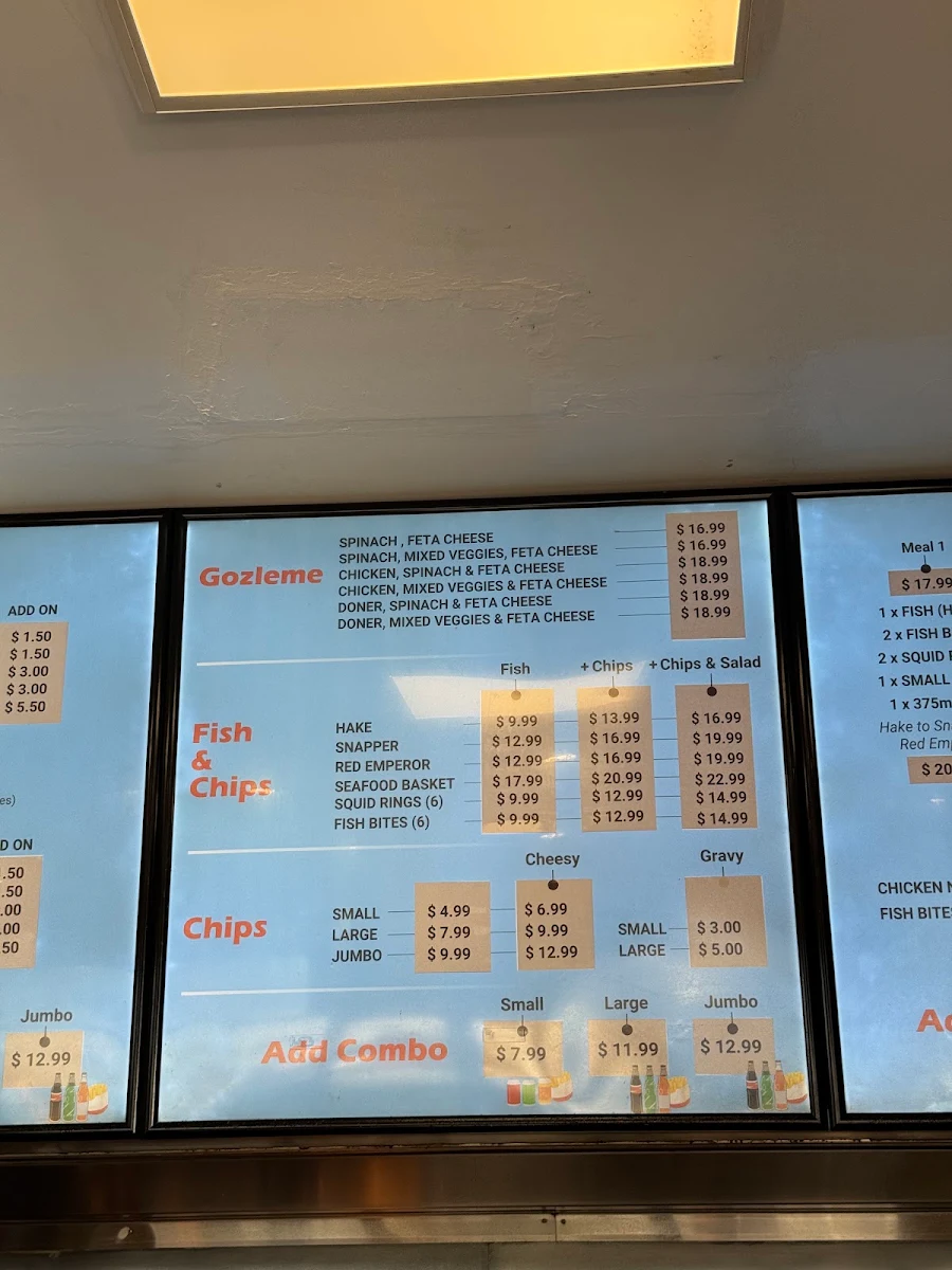 Menu, Treendale kebabs
