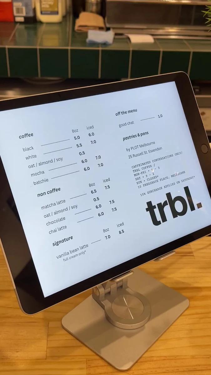 Menu, trbl. Coffee