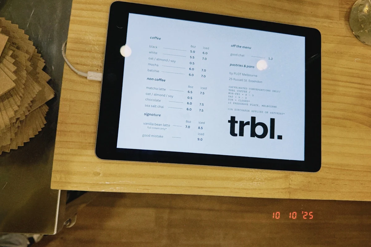 Menu, trbl. Coffee