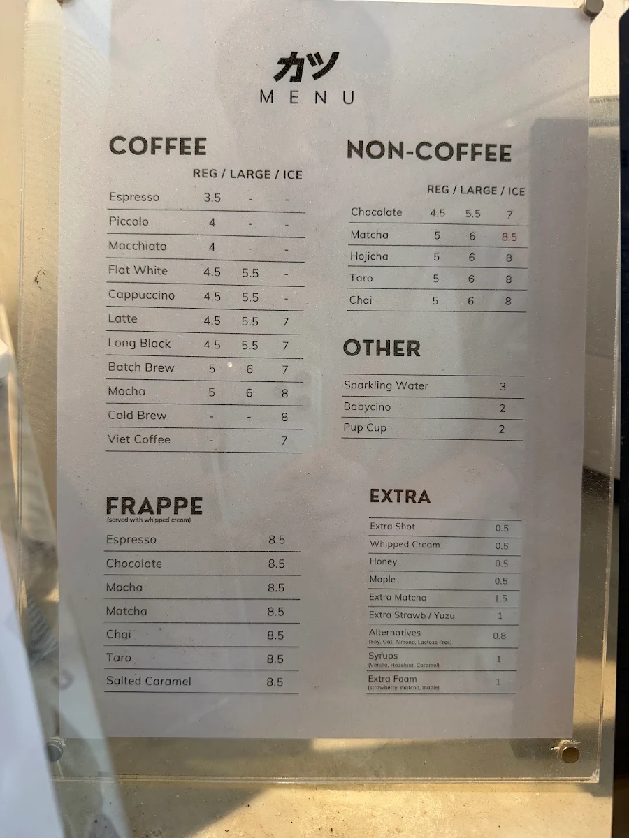 Menu, Katsu Cafe