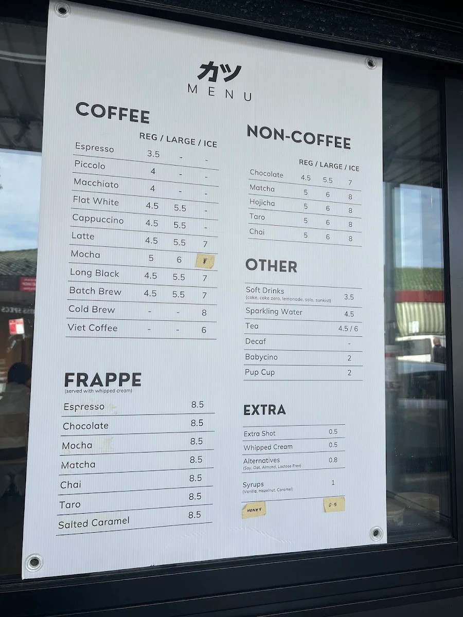 Menu, Katsu Cafe