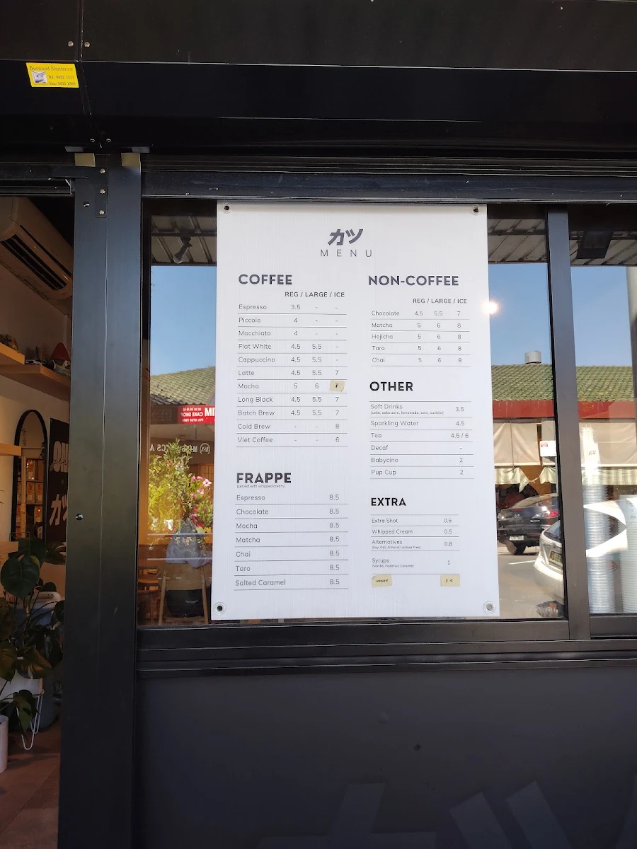 Menu, Katsu Cafe