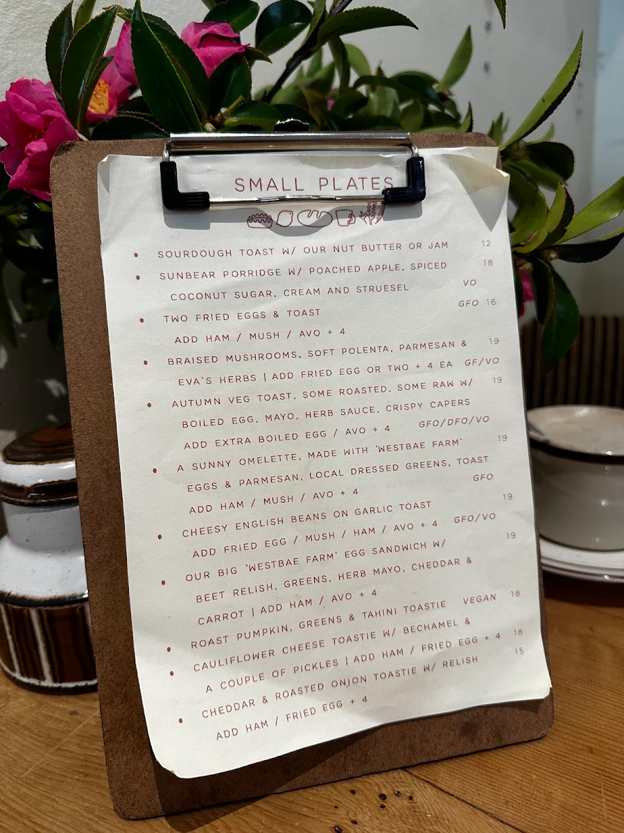 Menu, Sunbear Coffee
