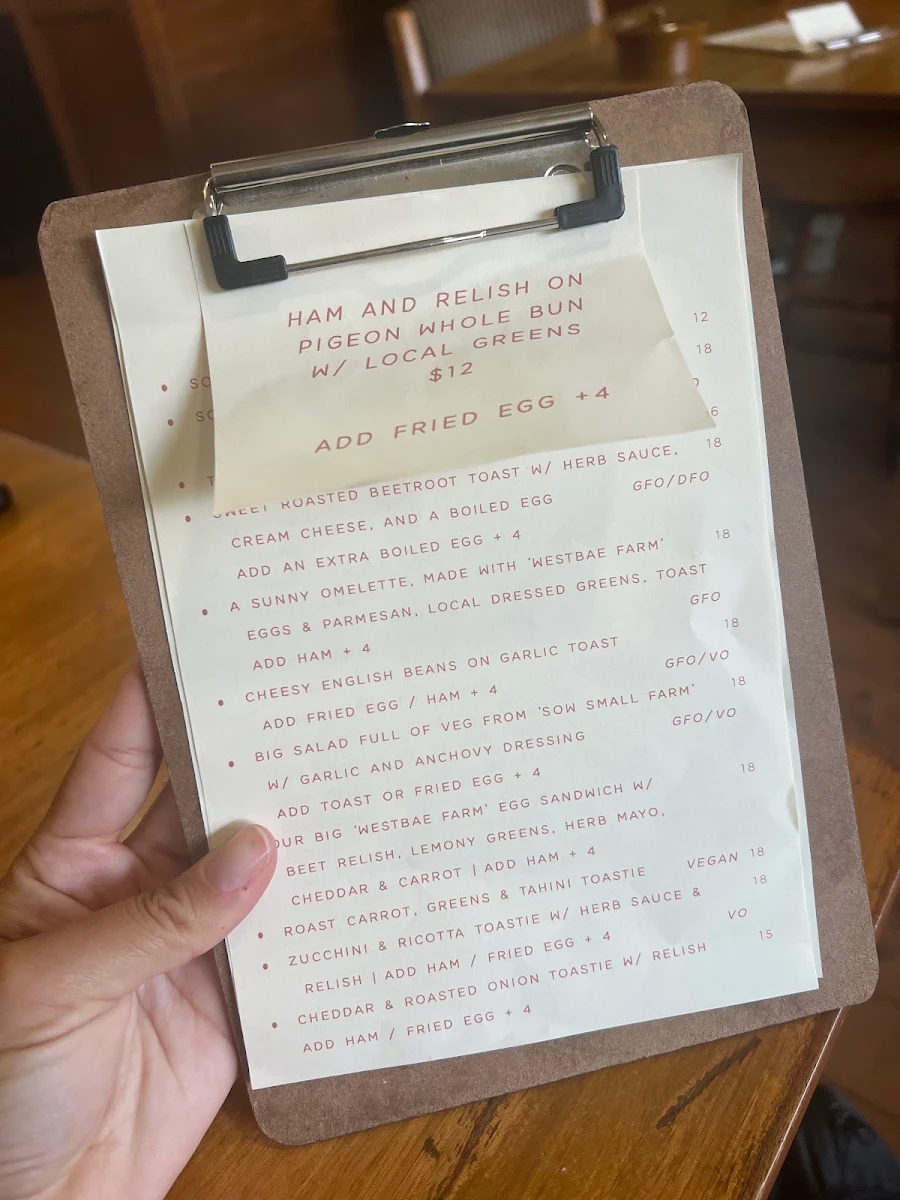 Menu, Sunbear Coffee