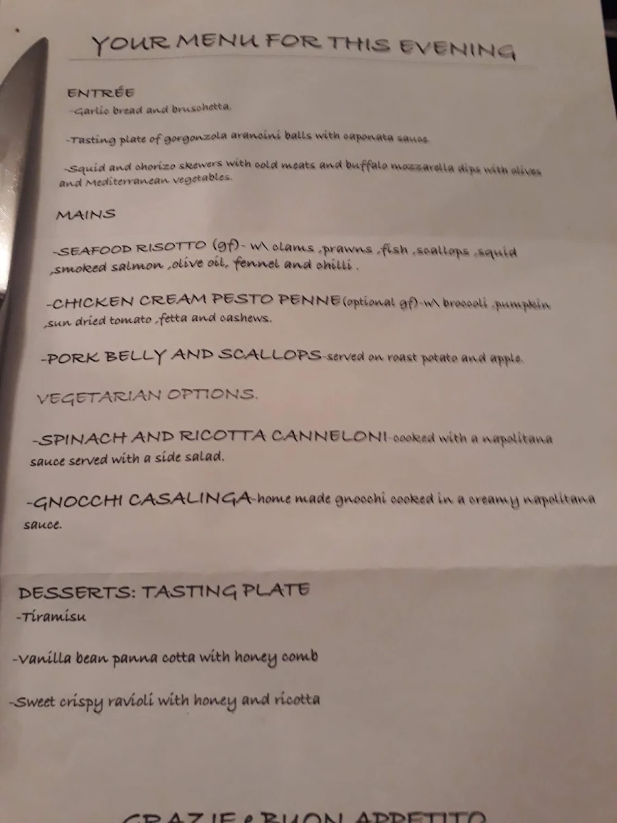 Menu, Gianni's