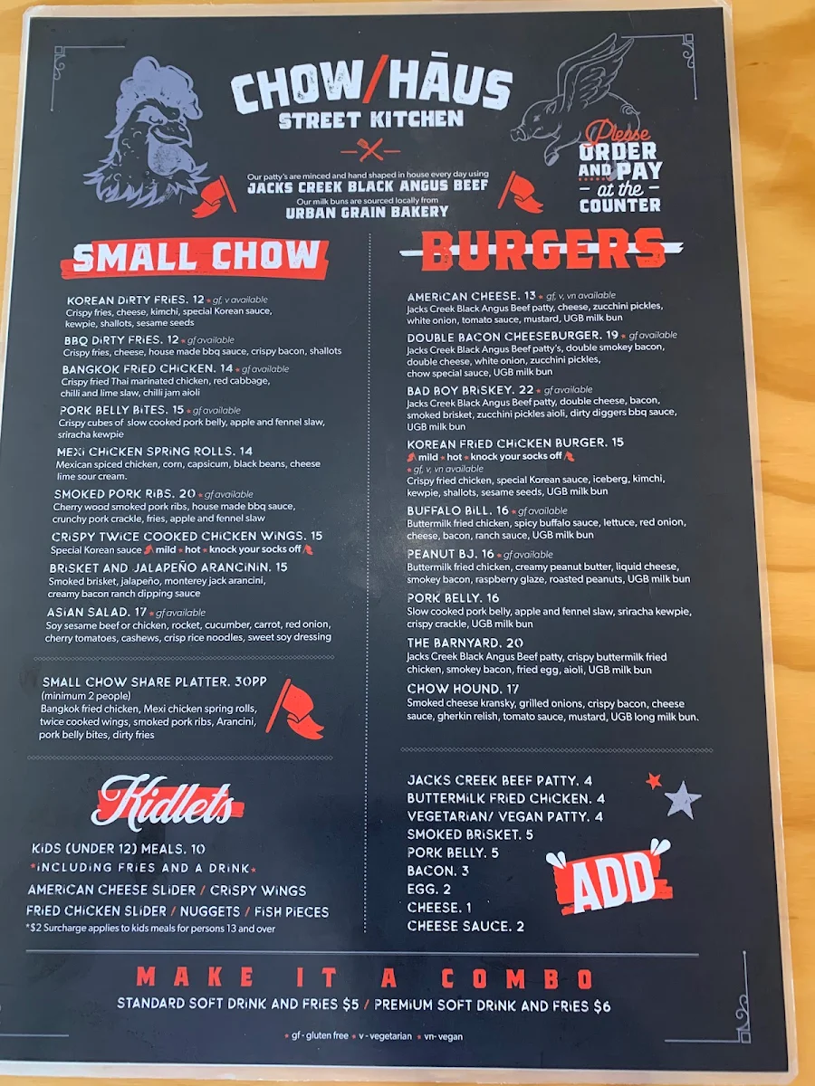 Menu, Chow Haus