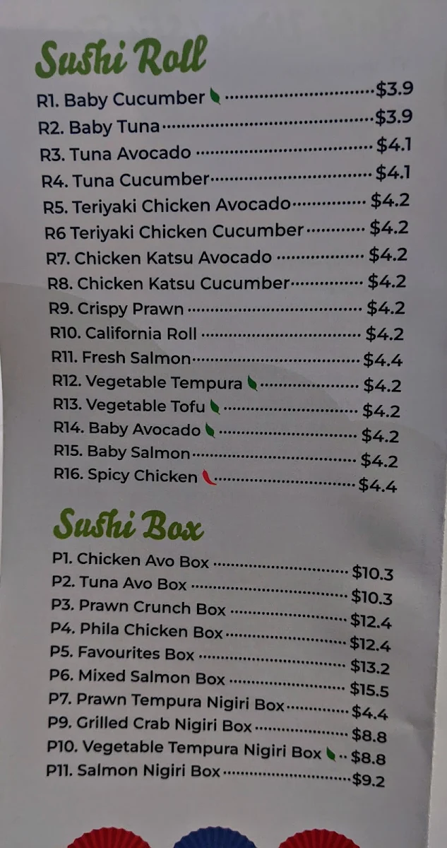 Menu, Asuka Japanese Kitchen (Rouse Hill)
