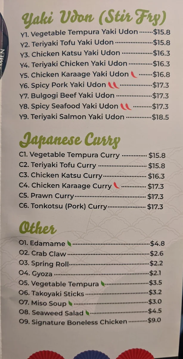 Menu, Asuka Japanese Kitchen (Rouse Hill)