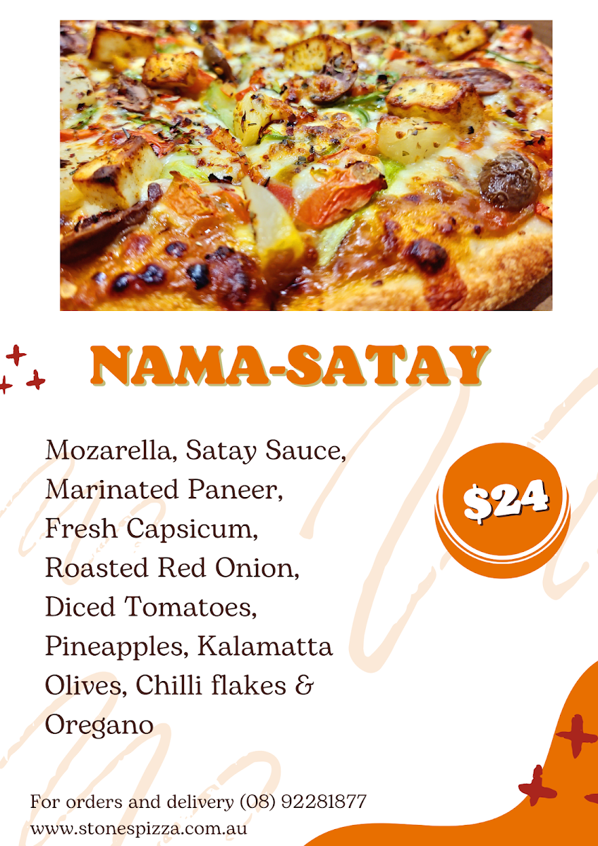 Menu, Stones Pizza