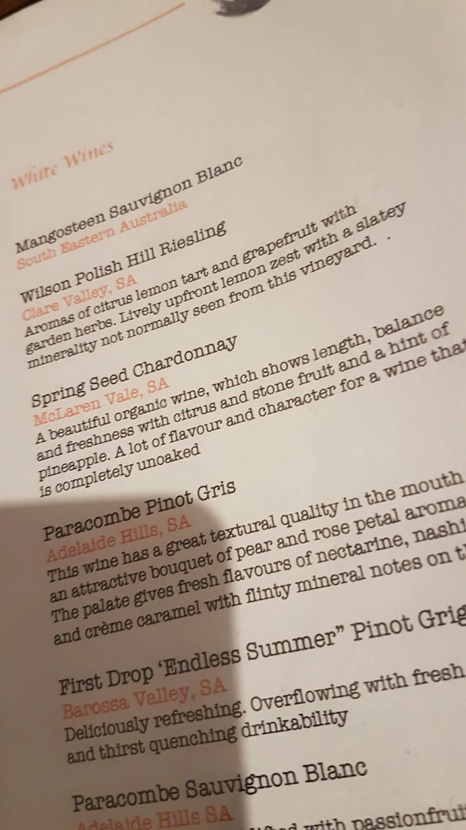 Menu, Mangosteen Restaurant