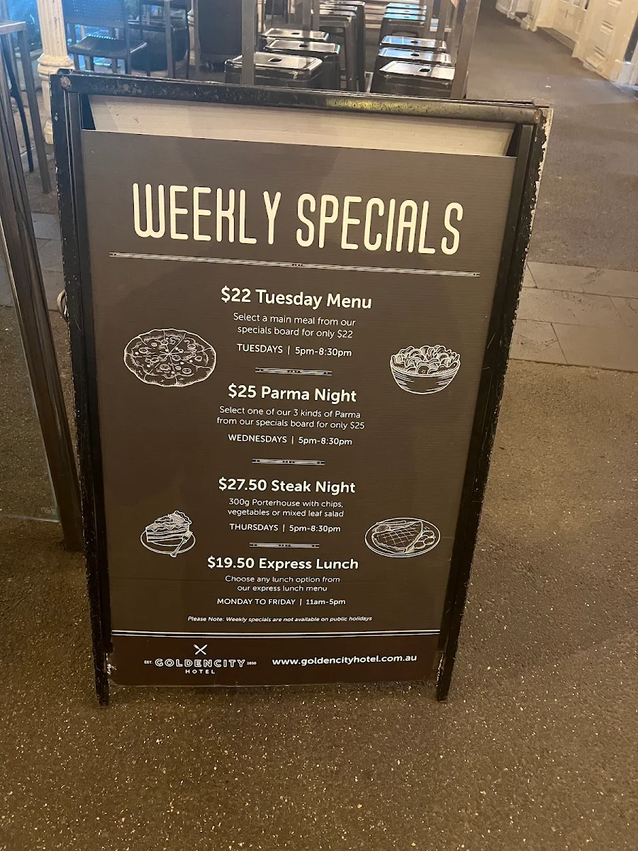Menu, Golden City Hotel