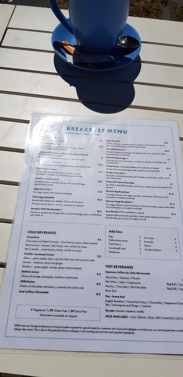 Menu, Maccoa