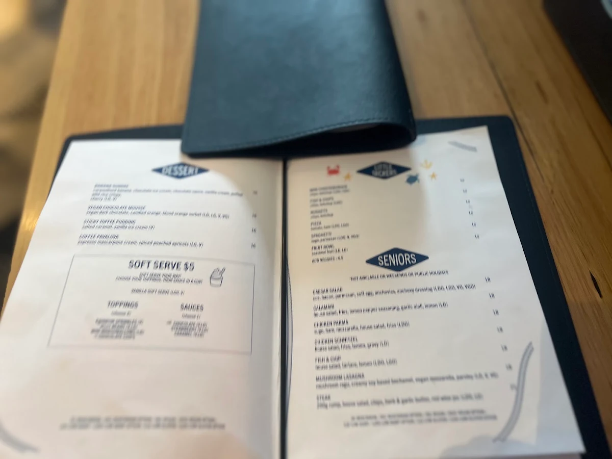 Menu, Anglers Tavern