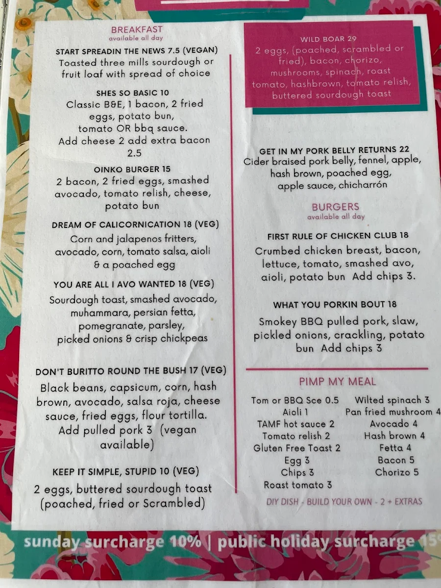 Menu, Little Oink