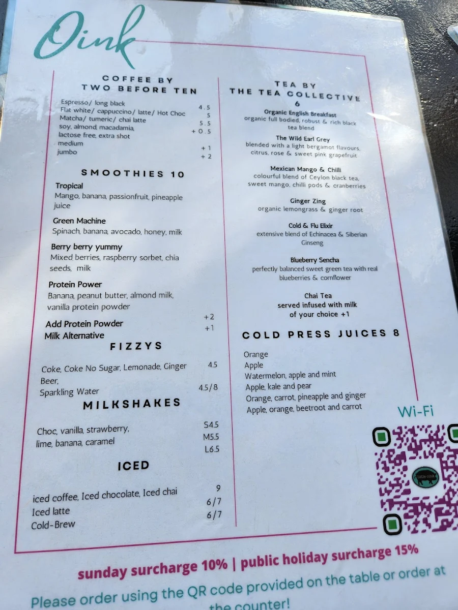 Menu, Little Oink