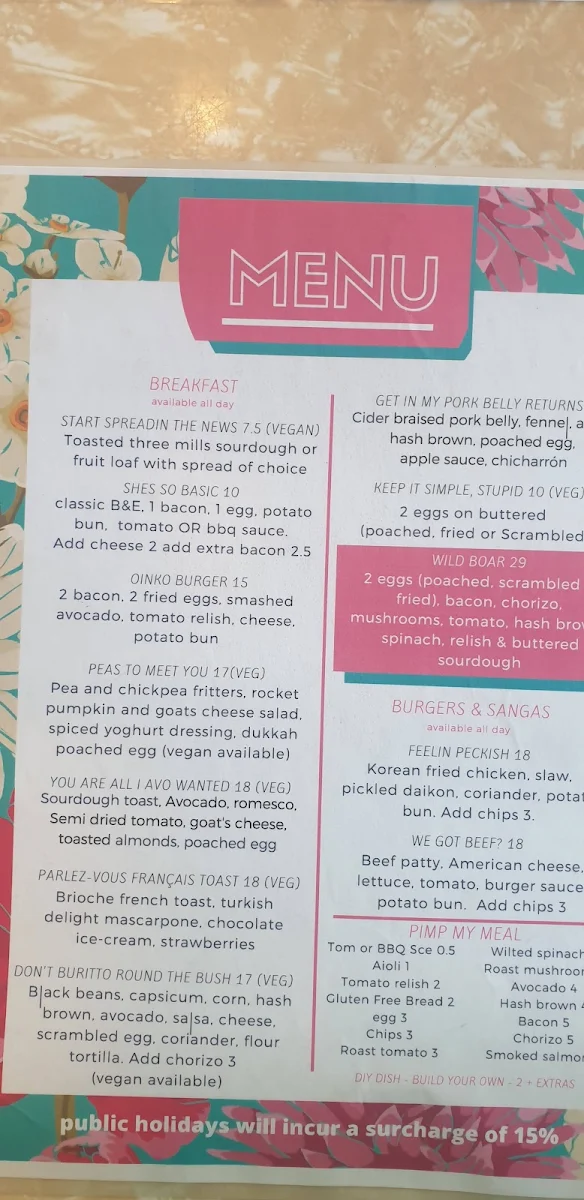 Menu, Little Oink