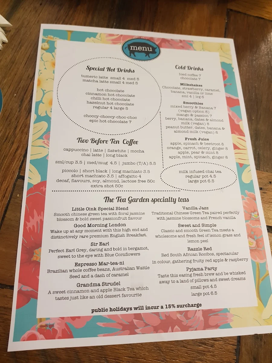 Menu, Little Oink