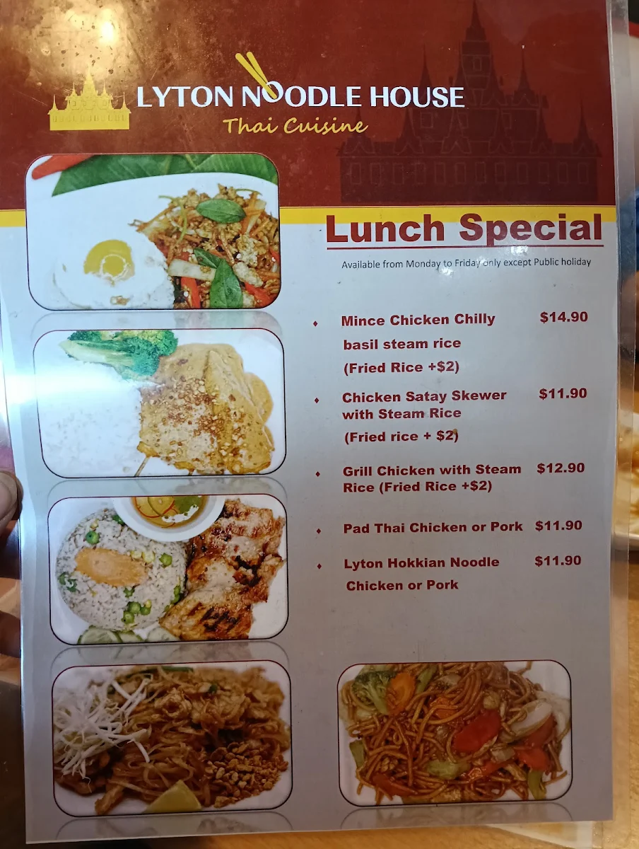 Menu, Lyton Noodle House
