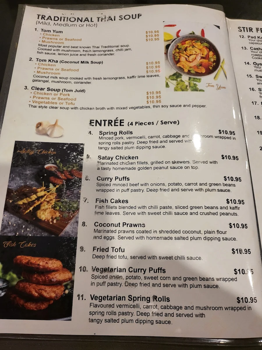 Menu, Ban-Na Thai Restaurant (Mackay CBD)