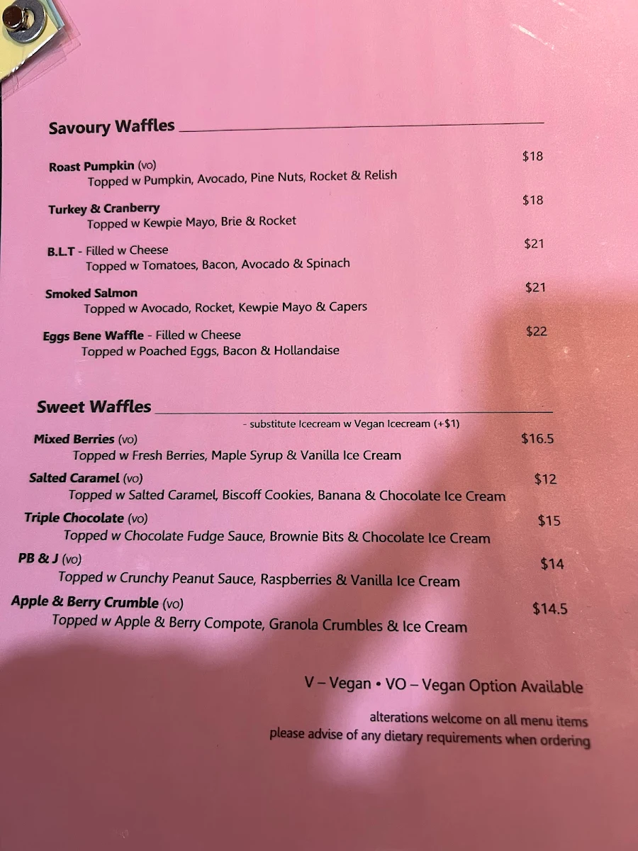 Menu, Picnic Cafe