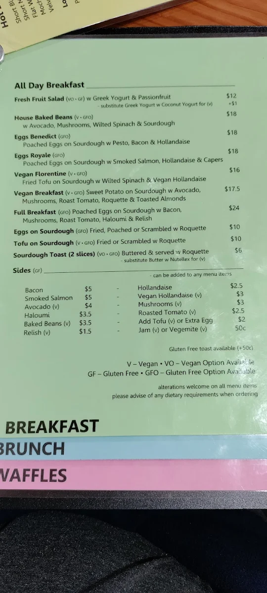 Menu, Picnic Cafe