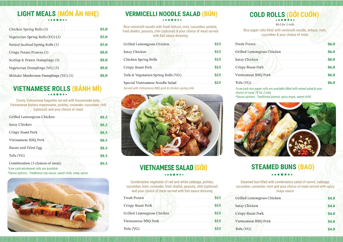 Menu, T&T Roll House (Eighth Street)