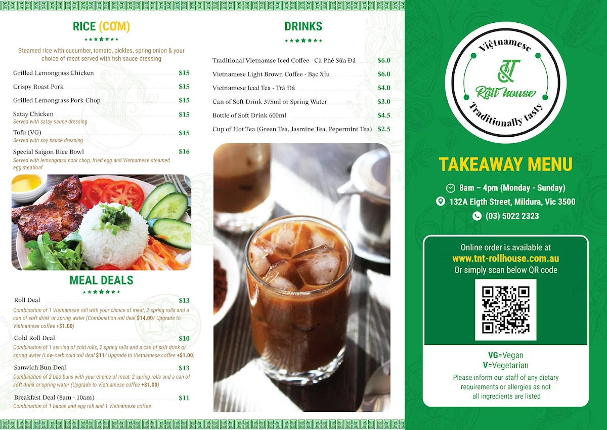Menu, T&T Roll House (Eighth Street)