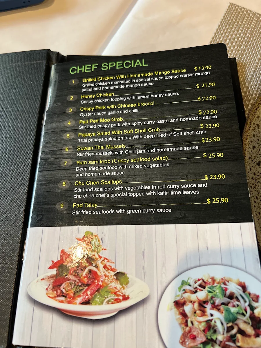 Menu, Suwan Thai Cuisine